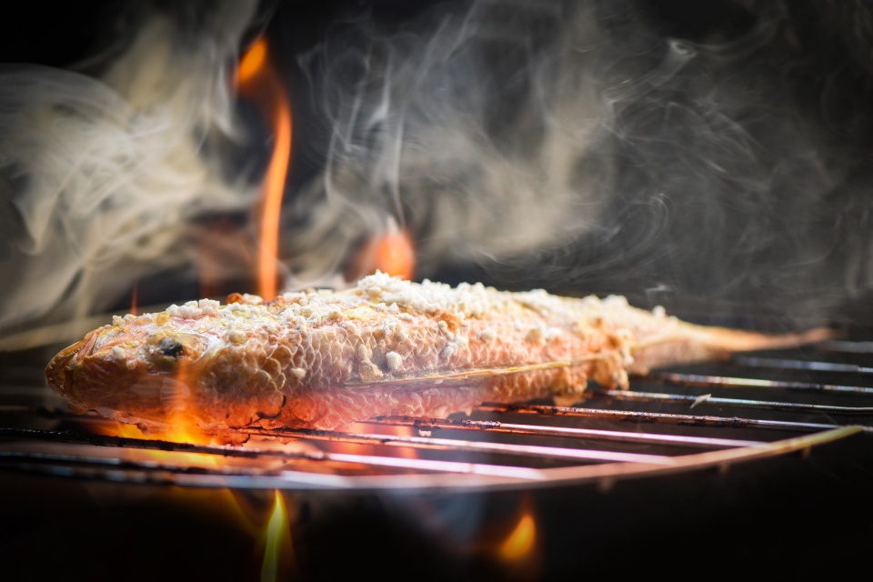 Vis of vlees op de Amerikaanse stijl barbecue